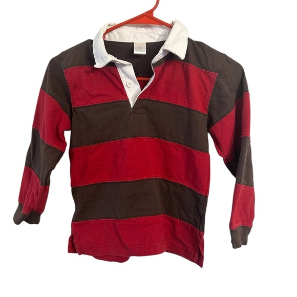 Gymboree Kids Striped Rugby Shirt Red and Brown 6 - Picture 1 of 3